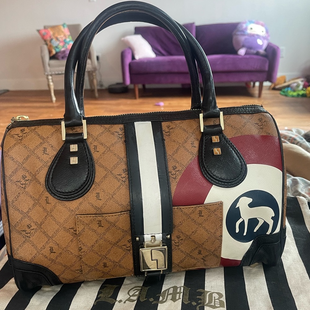 L.A.M.B. Tan and Black Satchel